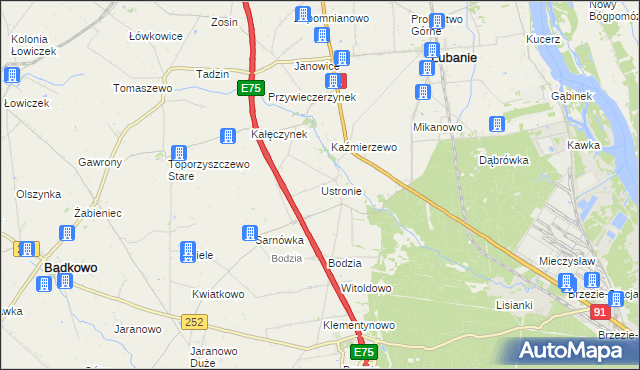 mapa Ustronie gmina Lubanie, Ustronie gmina Lubanie na mapie Targeo