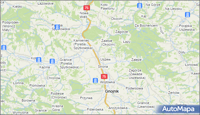 mapa Uszew, Uszew na mapie Targeo