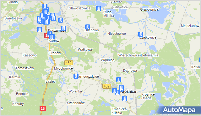 mapa Wąbnice, Wąbnice na mapie Targeo