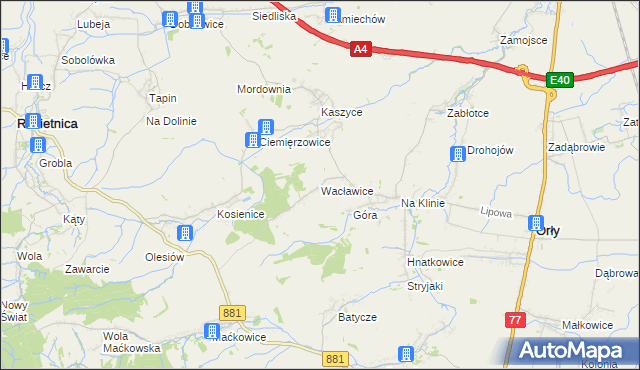 mapa Wacławice, Wacławice na mapie Targeo