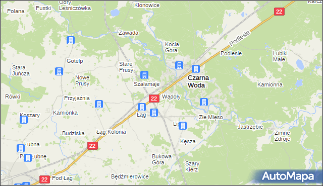 mapa Wądoły gmina Czersk, Wądoły gmina Czersk na mapie Targeo