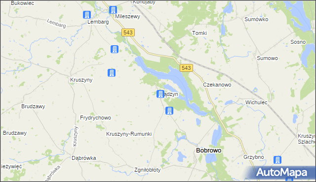 mapa Wądzyn gmina Bobrowo, Wądzyn gmina Bobrowo na mapie Targeo