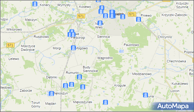 mapa Wągrodno gmina Nasielsk, Wągrodno gmina Nasielsk na mapie Targeo