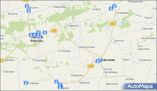 mapa Walentynowo gmina Dąbrowa Biskupia, Walentynowo gmina Dąbrowa Biskupia na mapie Targeo