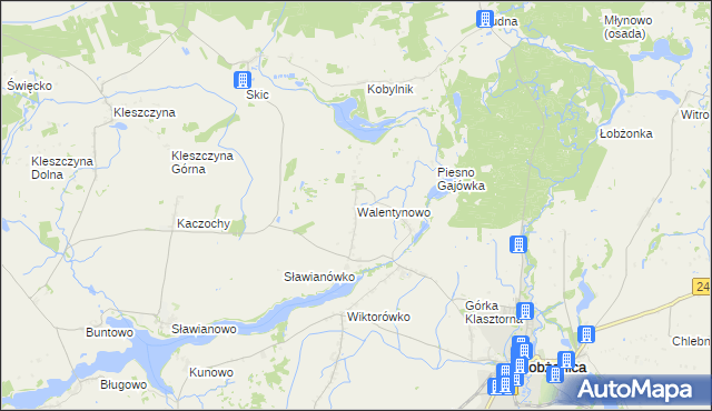 mapa Walentynowo gmina Łobżenica, Walentynowo gmina Łobżenica na mapie Targeo