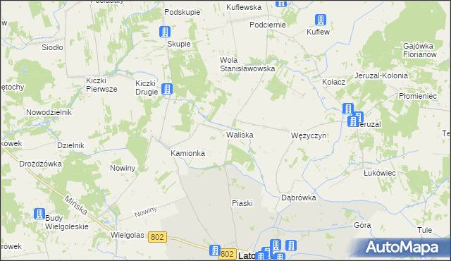 mapa Waliska gmina Latowicz, Waliska gmina Latowicz na mapie Targeo