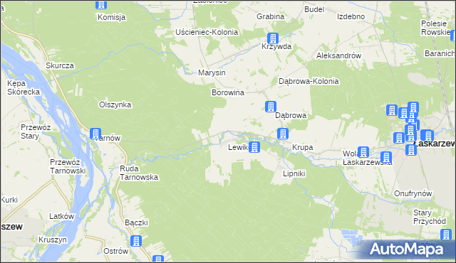 mapa Wanaty gmina Łaskarzew, Wanaty gmina Łaskarzew na mapie Targeo