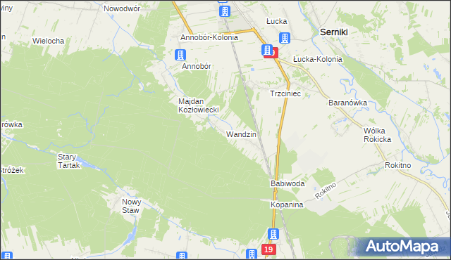 mapa Wandzin gmina Lubartów, Wandzin gmina Lubartów na mapie Targeo