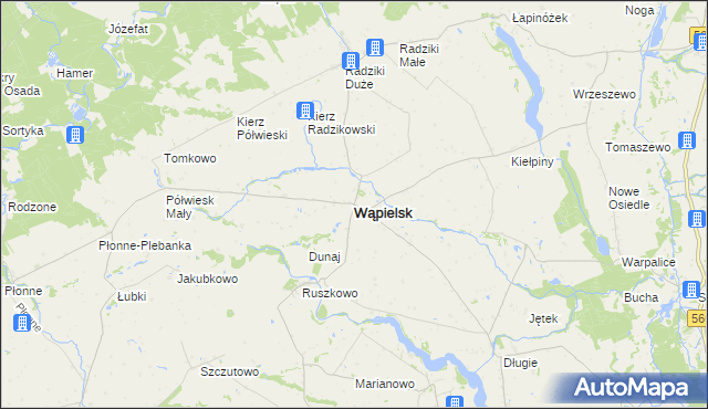 mapa Wąpielsk, Wąpielsk na mapie Targeo