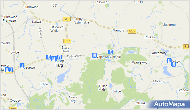 mapa Waplewo-Osiedle, Waplewo-Osiedle na mapie Targeo