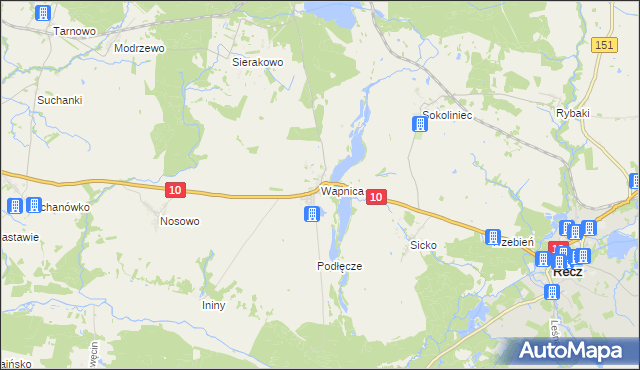 mapa Wapnica gmina Suchań, Wapnica gmina Suchań na mapie Targeo