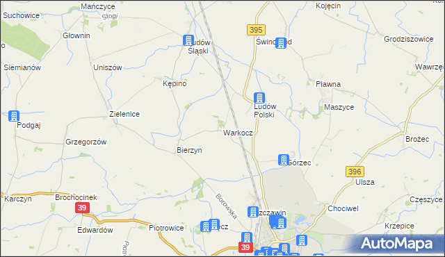 mapa Warkocz gmina Strzelin, Warkocz gmina Strzelin na mapie Targeo