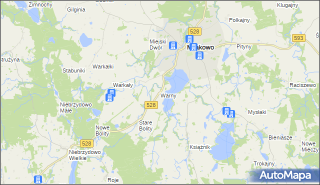 mapa Warny, Warny na mapie Targeo