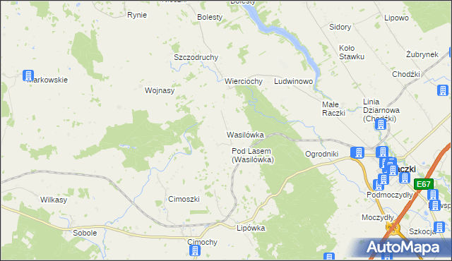 mapa Wasilówka gmina Raczki, Wasilówka gmina Raczki na mapie Targeo
