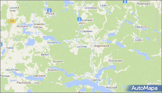 mapa Wawrzynowo, Wawrzynowo na mapie Targeo