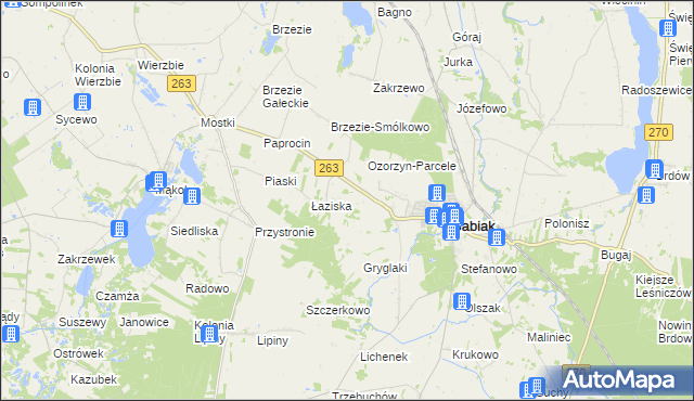 mapa Wawrzyny gmina Babiak, Wawrzyny gmina Babiak na mapie Targeo