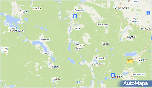 mapa Wdecki Młyn, Wdecki Młyn na mapie Targeo