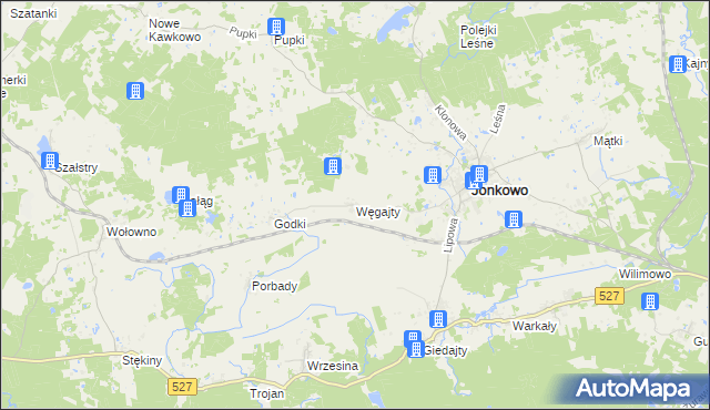 mapa Węgajty, Węgajty na mapie Targeo