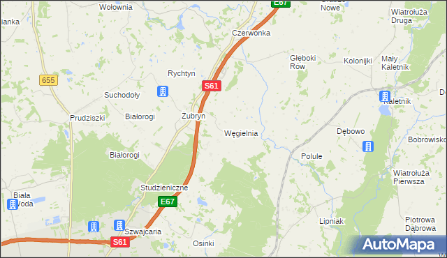 mapa Węgielnia gmina Szypliszki, Węgielnia gmina Szypliszki na mapie Targeo