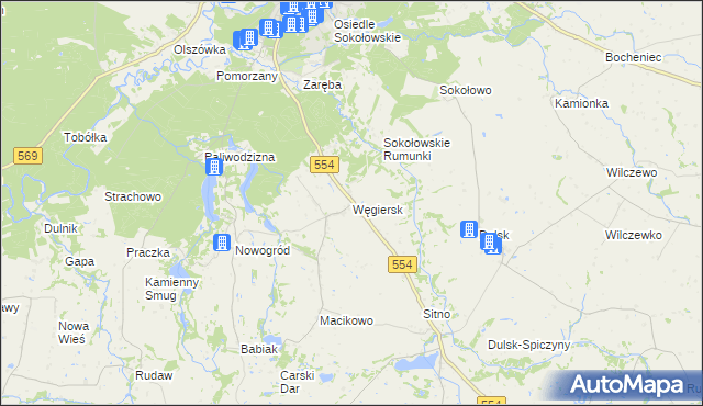 mapa Węgiersk, Węgiersk na mapie Targeo