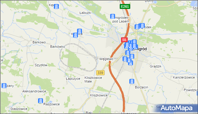 mapa Węglewo gmina Żmigród, Węglewo gmina Żmigród na mapie Targeo