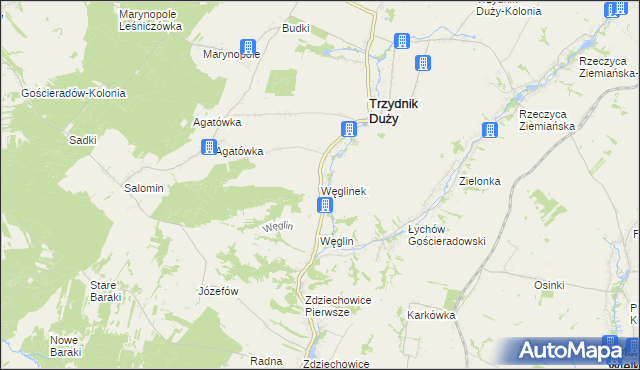 mapa Węglinek gmina Trzydnik Duży, Węglinek gmina Trzydnik Duży na mapie Targeo