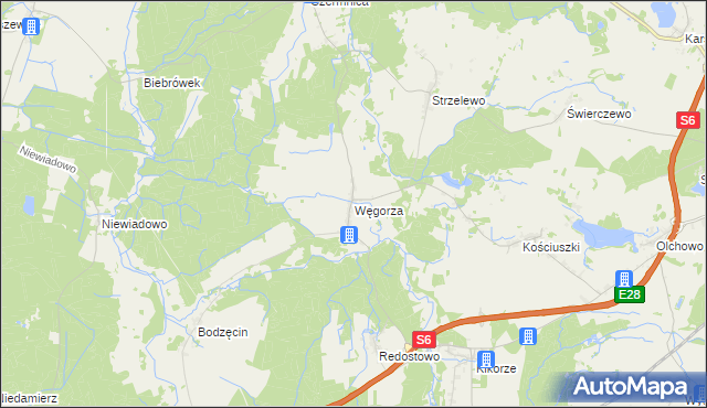 mapa Węgorza, Węgorza na mapie Targeo