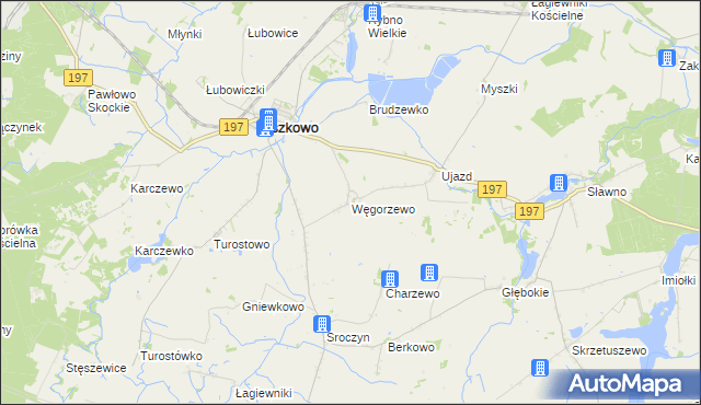 mapa Węgorzewo gmina Kiszkowo, Węgorzewo gmina Kiszkowo na mapie Targeo