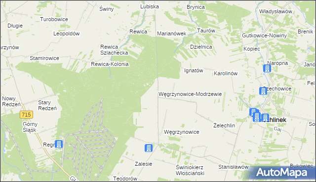 mapa Węgrzynowice-Modrzewie, Węgrzynowice-Modrzewie na mapie Targeo