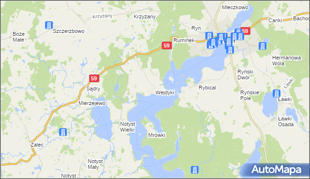 mapa Wejdyki, Wejdyki na mapie Targeo