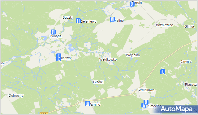 mapa Wełdkówko, Wełdkówko na mapie Targeo