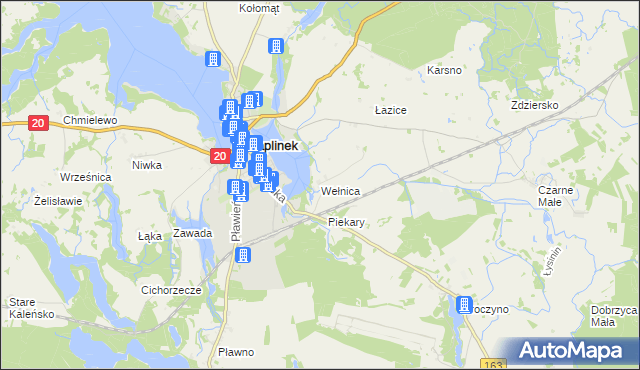 mapa Wełnica gmina Czaplinek, Wełnica gmina Czaplinek na mapie Targeo