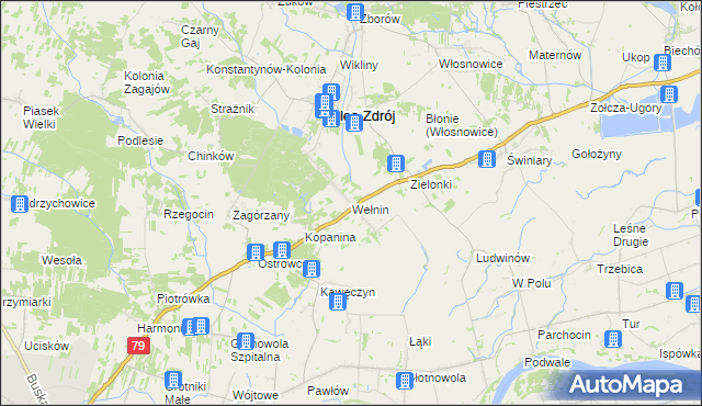 mapa Wełnin, Wełnin na mapie Targeo