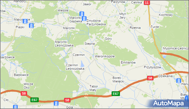 mapa Weronikopole, Weronikopole na mapie Targeo