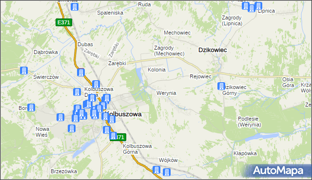 mapa Werynia, Werynia na mapie Targeo