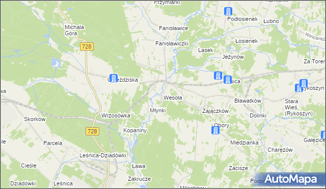 mapa Wesoła gmina Piekoszów, Wesoła gmina Piekoszów na mapie Targeo