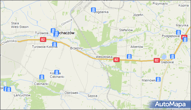 mapa Wesołówka gmina Puchaczów, Wesołówka gmina Puchaczów na mapie Targeo