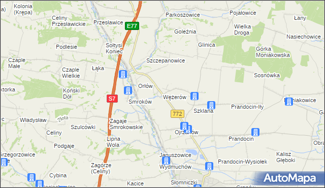mapa Wężerów, Wężerów na mapie Targeo