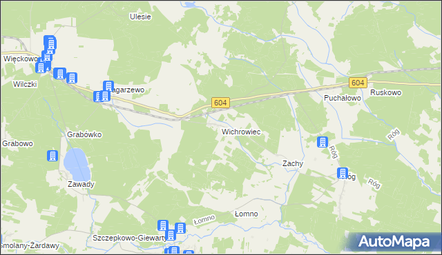 mapa Wichrowiec gmina Janowo, Wichrowiec gmina Janowo na mapie Targeo