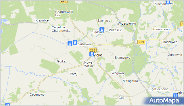 mapa Wicko powiat lęborski, Wicko powiat lęborski na mapie Targeo