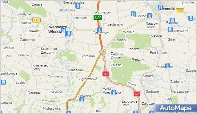 mapa Widoma gmina Iwanowice, Widoma gmina Iwanowice na mapie Targeo