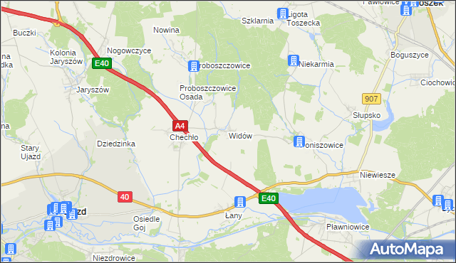 mapa Widów gmina Rudziniec, Widów gmina Rudziniec na mapie Targeo