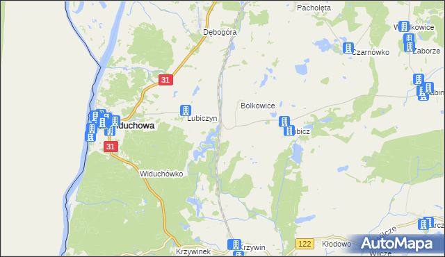 mapa Widuchowa-Stacja, Widuchowa-Stacja na mapie Targeo