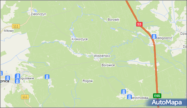 mapa Widzieńsko, Widzieńsko na mapie Targeo