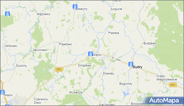mapa Więcki gmina Budry, Więcki gmina Budry na mapie Targeo