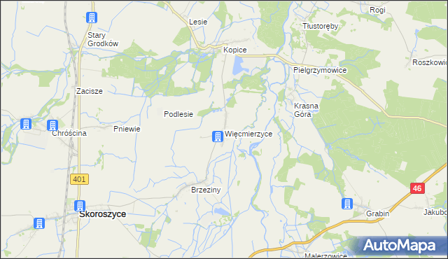 mapa Więcmierzyce, Więcmierzyce na mapie Targeo