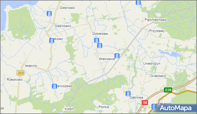 mapa Wiekowice gmina Darłowo, Wiekowice gmina Darłowo na mapie Targeo