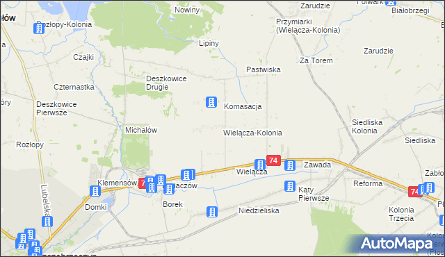 mapa Wielącza-Kolonia, Wielącza-Kolonia na mapie Targeo