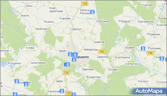 mapa Wielebnów, Wielebnów na mapie Targeo