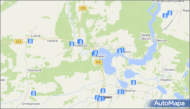 mapa Wieleń gmina Przemęt, Wieleń gmina Przemęt na mapie Targeo
